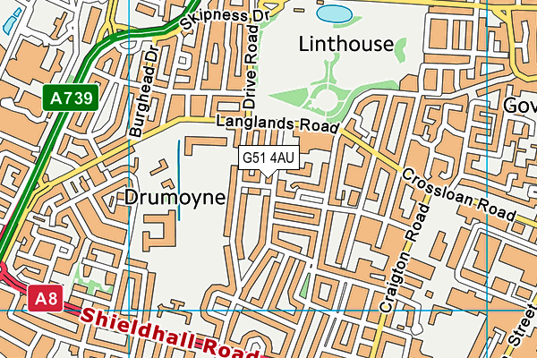 G51 4AU map - OS VectorMap District (Ordnance Survey)