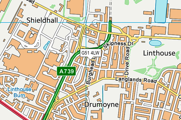 G51 4LW map - OS VectorMap District (Ordnance Survey)