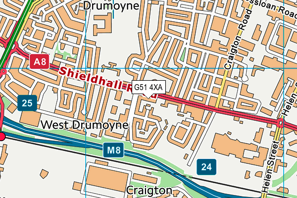 G51 4XA map - OS VectorMap District (Ordnance Survey) G51 4XA map - OS VectorMap District (Ordnance Survey)