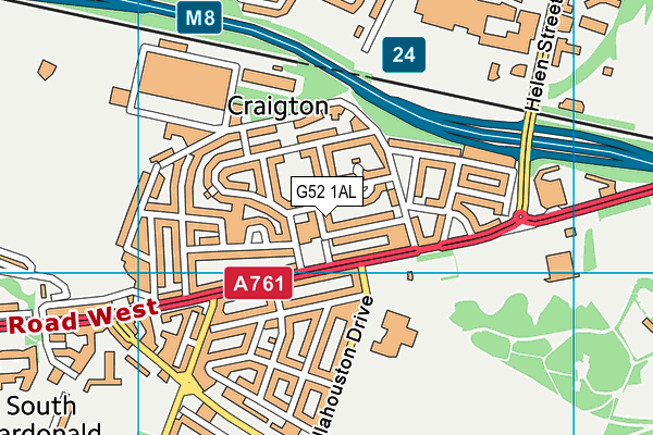 G52 1AL map - OS VectorMap District (Ordnance Survey)