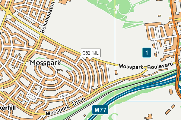G52 1JL map - OS VectorMap District (Ordnance Survey) G52 1JL map - OS VectorMap District (Ordnance Survey)