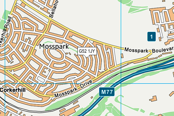 G52 1JY map - OS VectorMap District (Ordnance Survey) G52 1JY map - OS VectorMap District (Ordnance Survey)
