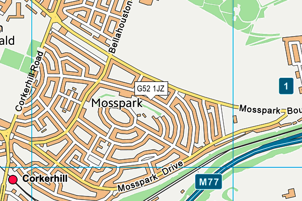 G52 1JZ map - OS VectorMap District (Ordnance Survey) G52 1JZ map - OS VectorMap District (Ordnance Survey)