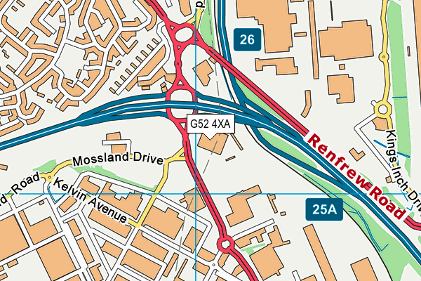 G52 4XA map - OS VectorMap District (Ordnance Survey)