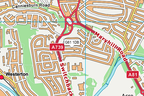 G61 1DB map - OS VectorMap District (Ordnance Survey)