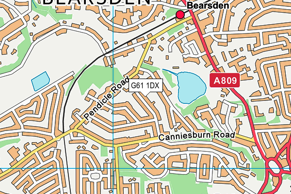 G61 1DX map - OS VectorMap District (Ordnance Survey)