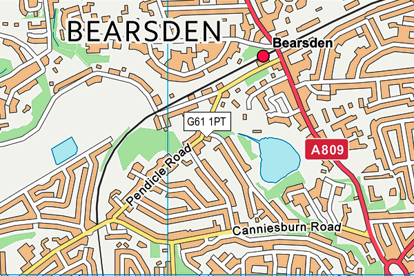 G61 1PT map - OS VectorMap District (Ordnance Survey)