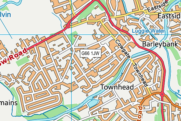 G66 1JW map - OS VectorMap District (Ordnance Survey)