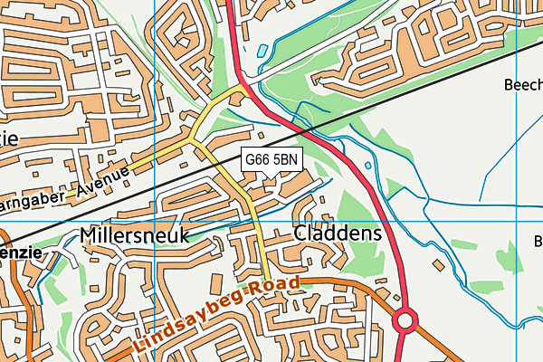 G66 5BN map - OS VectorMap District (Ordnance Survey)
