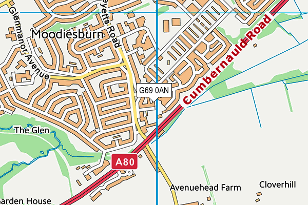 G69 0AN map - OS VectorMap District (Ordnance Survey)