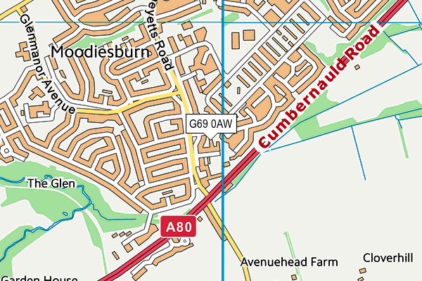 G69 0AW map - OS VectorMap District (Ordnance Survey)