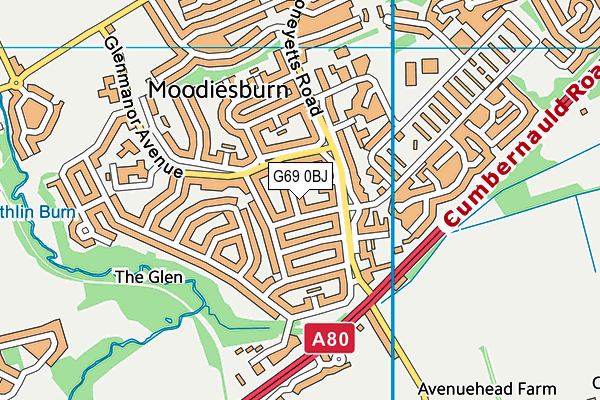 G69 0BJ map - OS VectorMap District (Ordnance Survey)