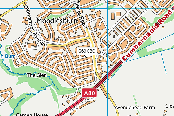 G69 0BQ map - OS VectorMap District (Ordnance Survey)