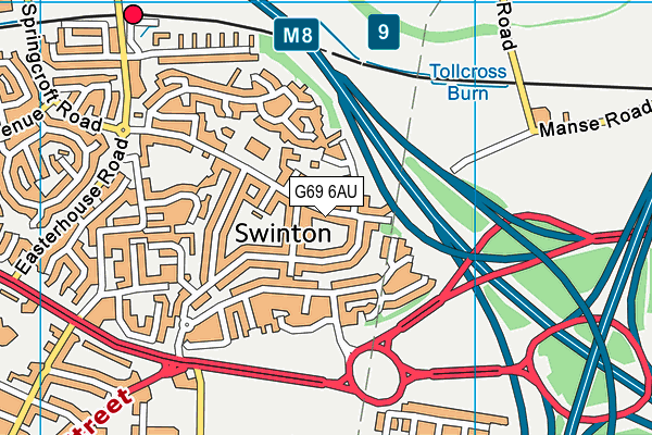 G69 6AU map - OS VectorMap District (Ordnance Survey)