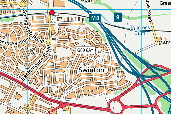 G69 6AY map - OS VectorMap District (Ordnance Survey)