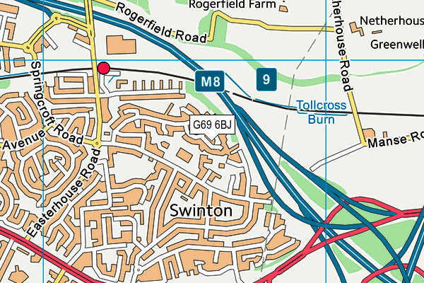 G69 6BJ map - OS VectorMap District (Ordnance Survey)