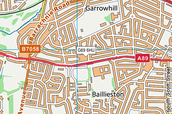 G69 6HU map - OS VectorMap District (Ordnance Survey)