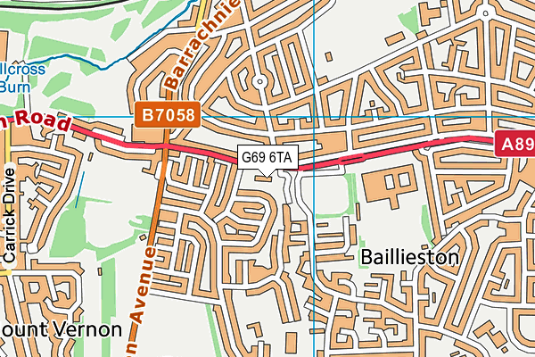 G69 6TA map - OS VectorMap District (Ordnance Survey)
