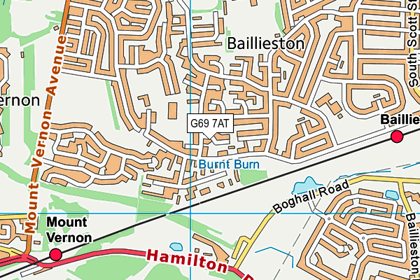 G69 7AT map - OS VectorMap District (Ordnance Survey)