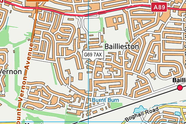 G69 7AX map - OS VectorMap District (Ordnance Survey)