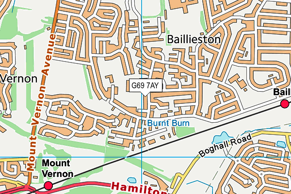 G69 7AY map - OS VectorMap District (Ordnance Survey)