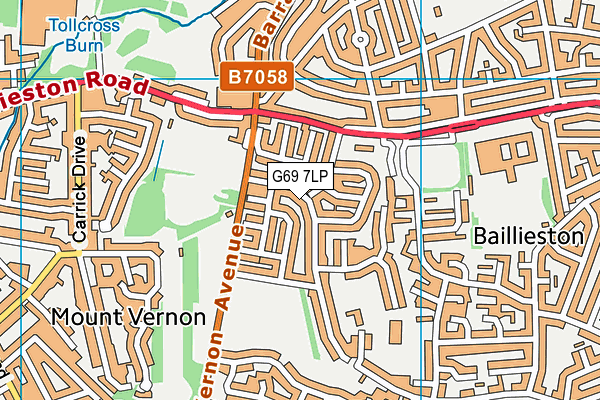 G69 7LP map - OS VectorMap District (Ordnance Survey)
