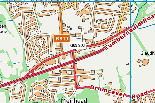 G69 9DJ map - OS VectorMap District (Ordnance Survey)