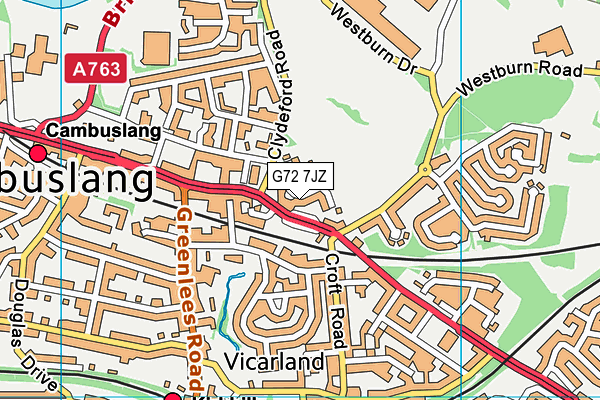 G72 7JZ map - OS VectorMap District (Ordnance Survey)