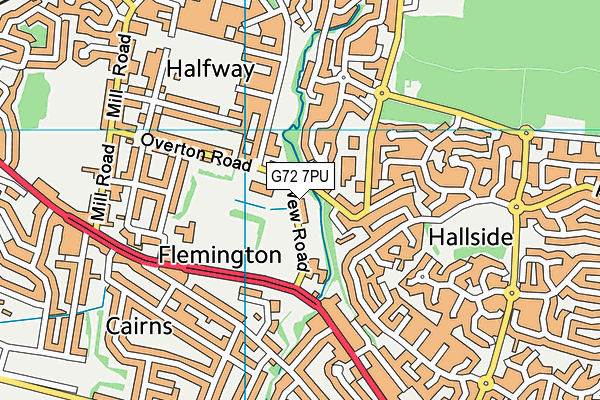 G72 7PU map - OS VectorMap District (Ordnance Survey)