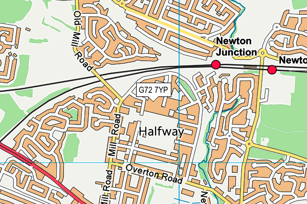 G72 7YP map - OS VectorMap District (Ordnance Survey)