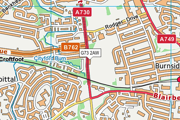G73 2AW map - OS VectorMap District (Ordnance Survey)