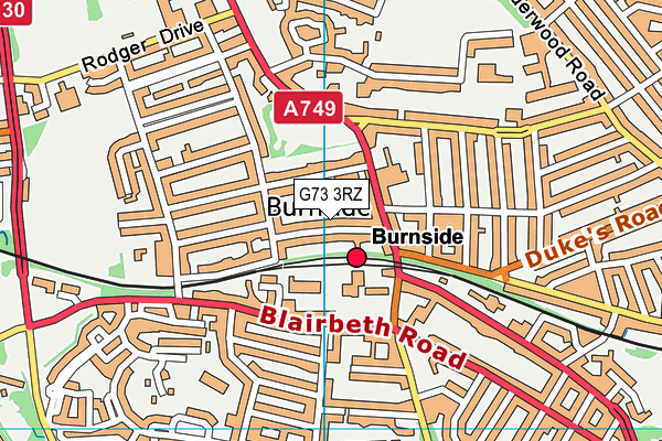G73 3RZ map - OS VectorMap District (Ordnance Survey)