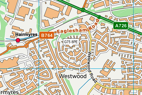 G75 8PE map - OS VectorMap District (Ordnance Survey)