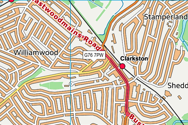 G76 7PW map - OS VectorMap District (Ordnance Survey)