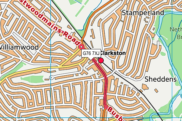 G76 7XJ map - OS VectorMap District (Ordnance Survey)