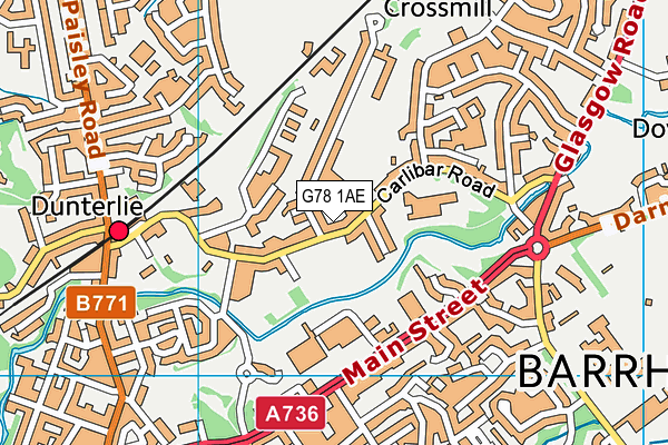 G78 1AE map - OS VectorMap District (Ordnance Survey)