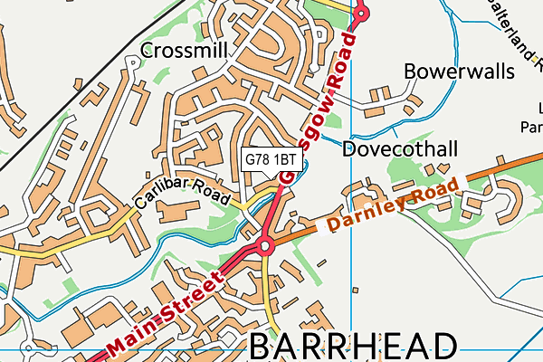 G78 1BT map - OS VectorMap District (Ordnance Survey)