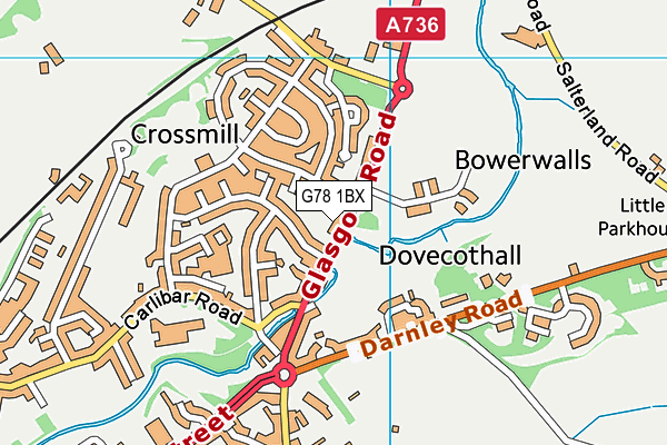 G78 1BX map - OS VectorMap District (Ordnance Survey) G78 1BX map - OS VectorMap District (Ordnance Survey)