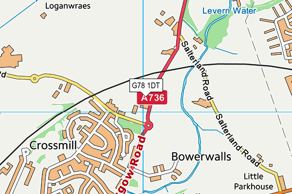 G78 1DT map - OS VectorMap District (Ordnance Survey) G78 1DT map - OS VectorMap District (Ordnance Survey)