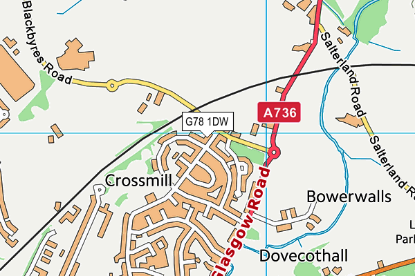 G78 1DW map - OS VectorMap District (Ordnance Survey) G78 1DW map - OS VectorMap District (Ordnance Survey)