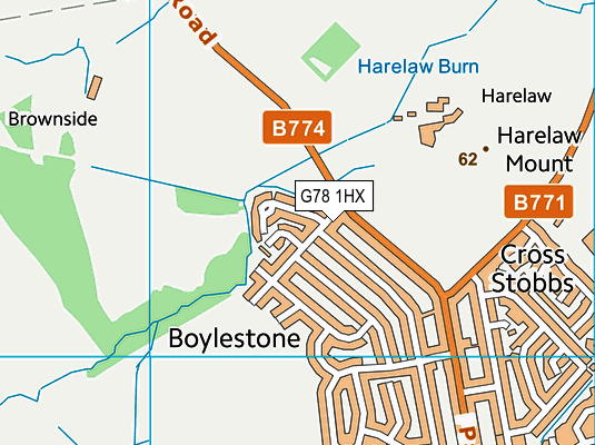 G78 1HX map - OS VectorMap District (Ordnance Survey) G78 1HX map - OS VectorMap District (Ordnance Survey)