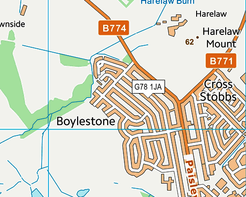 G78 1JA map - OS VectorMap District (Ordnance Survey) G78 1JA map - OS VectorMap District (Ordnance Survey)