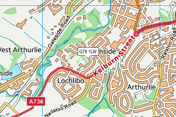 G78 1LW map - OS VectorMap District (Ordnance Survey)