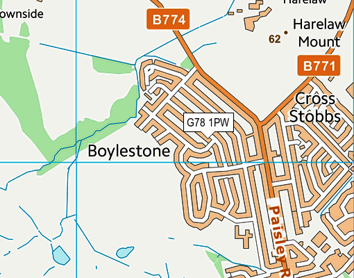 G78 1PW map - OS VectorMap District (Ordnance Survey) G78 1PW map - OS VectorMap District (Ordnance Survey)