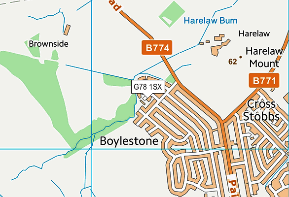 G78 1SX map - OS VectorMap District (Ordnance Survey)