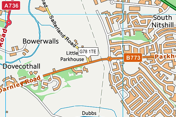 G78 1TE map - OS VectorMap District (Ordnance Survey) G78 1TE map - OS VectorMap District (Ordnance Survey)