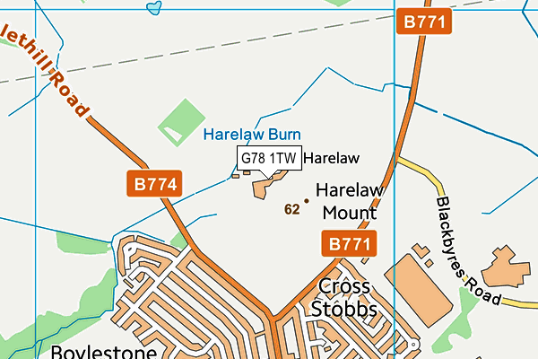 G78 1TW map - OS VectorMap District (Ordnance Survey) G78 1TW map - OS VectorMap District (Ordnance Survey)