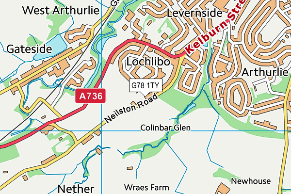G78 1TY map - OS VectorMap District (Ordnance Survey) G78 1TY map - OS VectorMap District (Ordnance Survey)