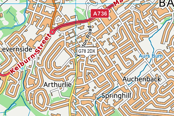 G78 2DX map - OS VectorMap District (Ordnance Survey)