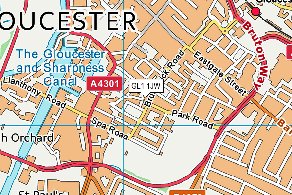 GL1 1JW map - OS VectorMap District (Ordnance Survey) GL1 1JW map - OS VectorMap District (Ordnance Survey)